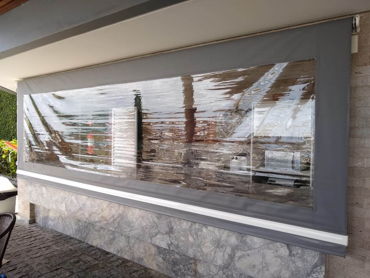 Toldo SAX 955 Tecido PVC Cinza  + Cristal 2